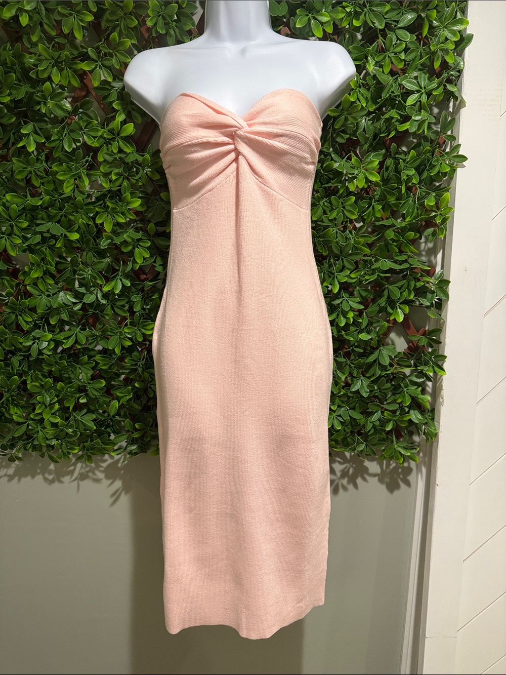 NWT- Pink Strapless Twist-Front Dress - Picture 4 of 12